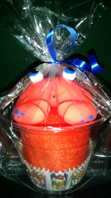 Orange Crab Diaper Cupcake